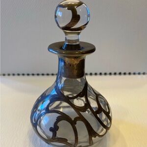 Antique Silver Overlay 
Perfume Bottle. Art Nouveau.